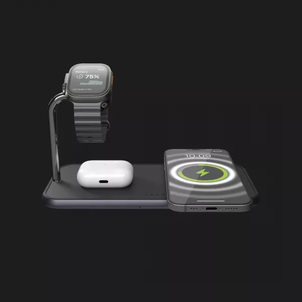 Беспровідна зарядка Zens Dual + Watch Aluminium Wireless Charger (Black) (ZEDC05BM/00)