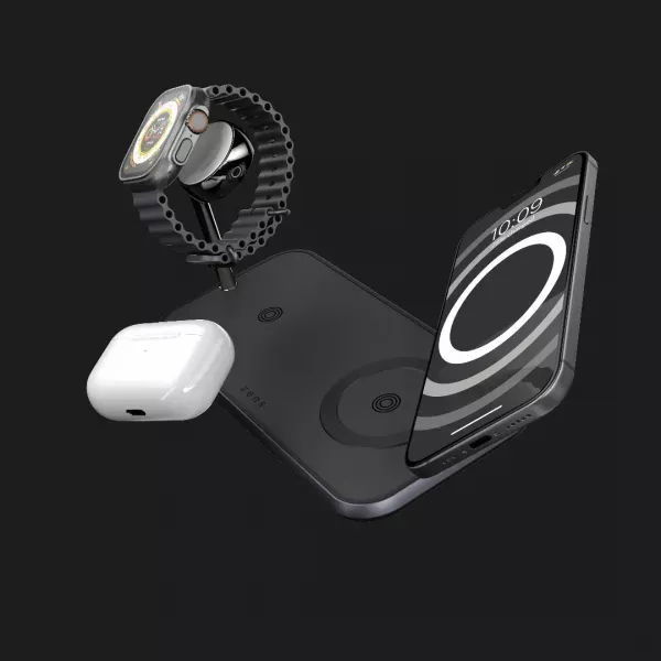 Беспровідна зарядка Zens Dual + Watch Aluminium Wireless Charger (Black) (ZEDC05BM/00)