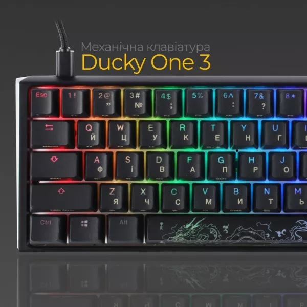 Клавіатура ігрова Ducky One 3 Mini Cherry MX Red RGB (Black) (UA)